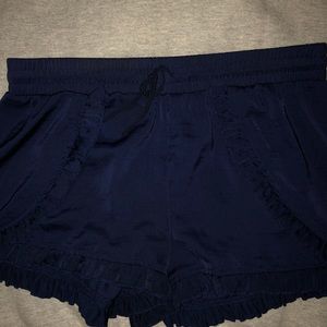 Silk navy shorts